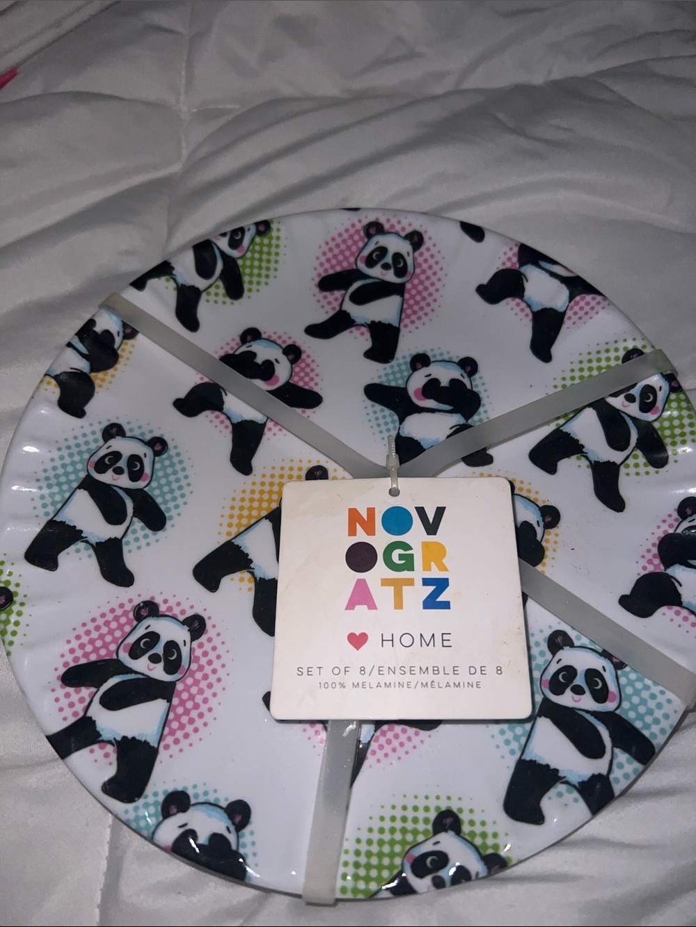 Novogratz Home Panda Melamine Plate Set - Multicolor (8)